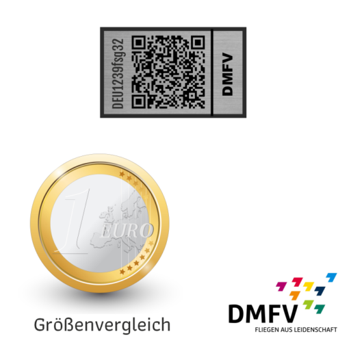 QR-Modellflugschild mit Seitentext
